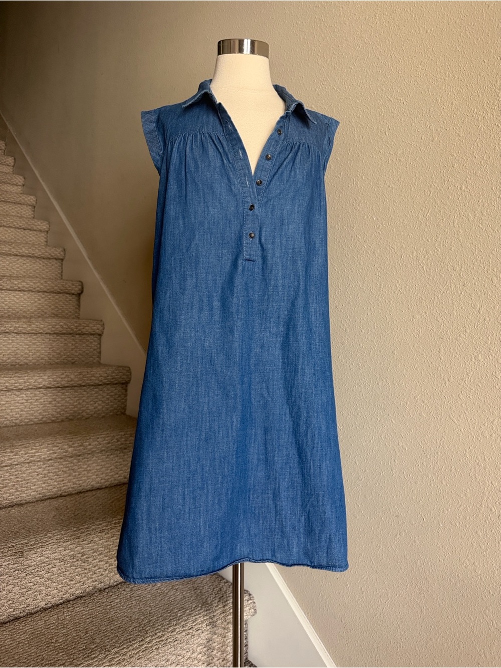 Universal Thread Sz L Blue Denim Sleeveless Polo Dress